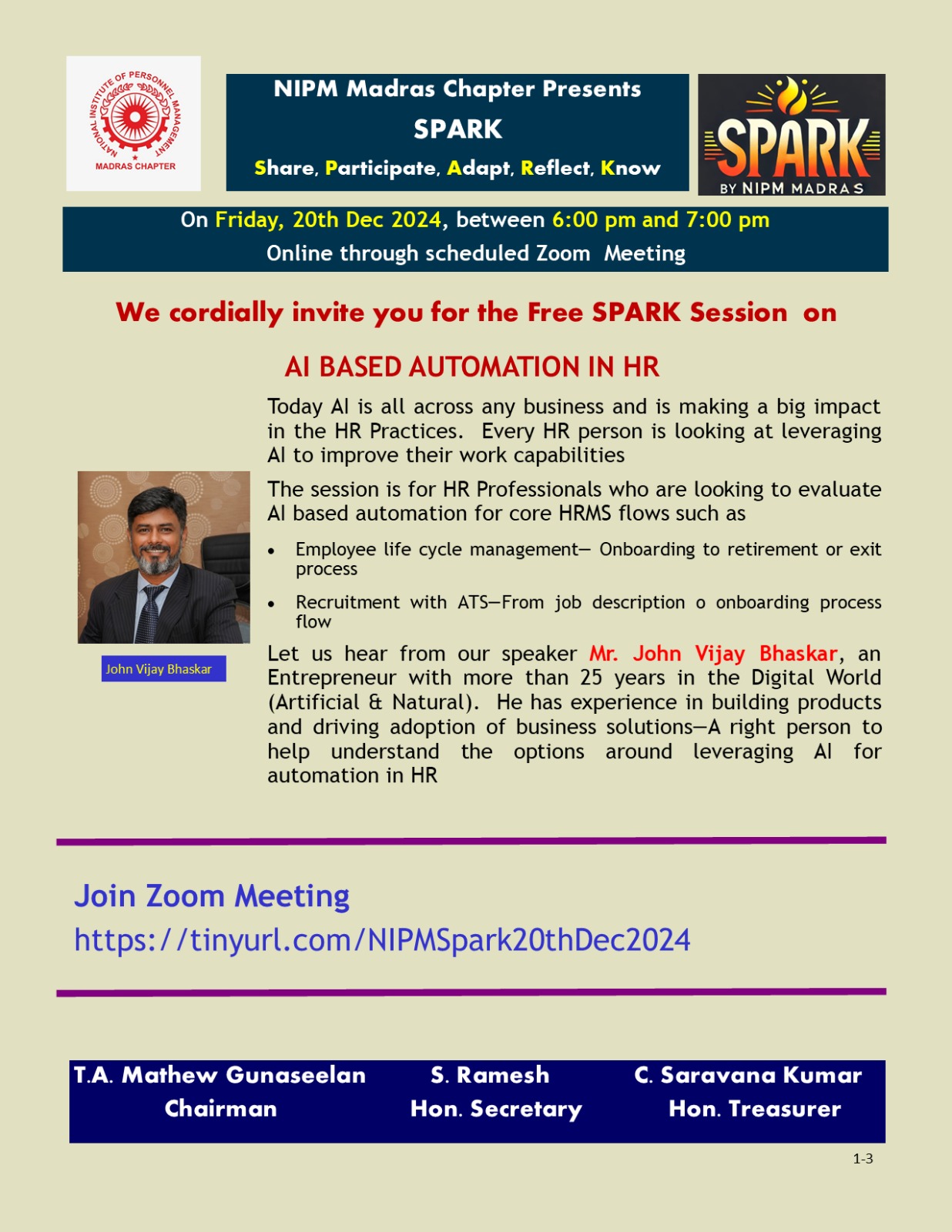 Madras Chapter - Online SPARK Session 1