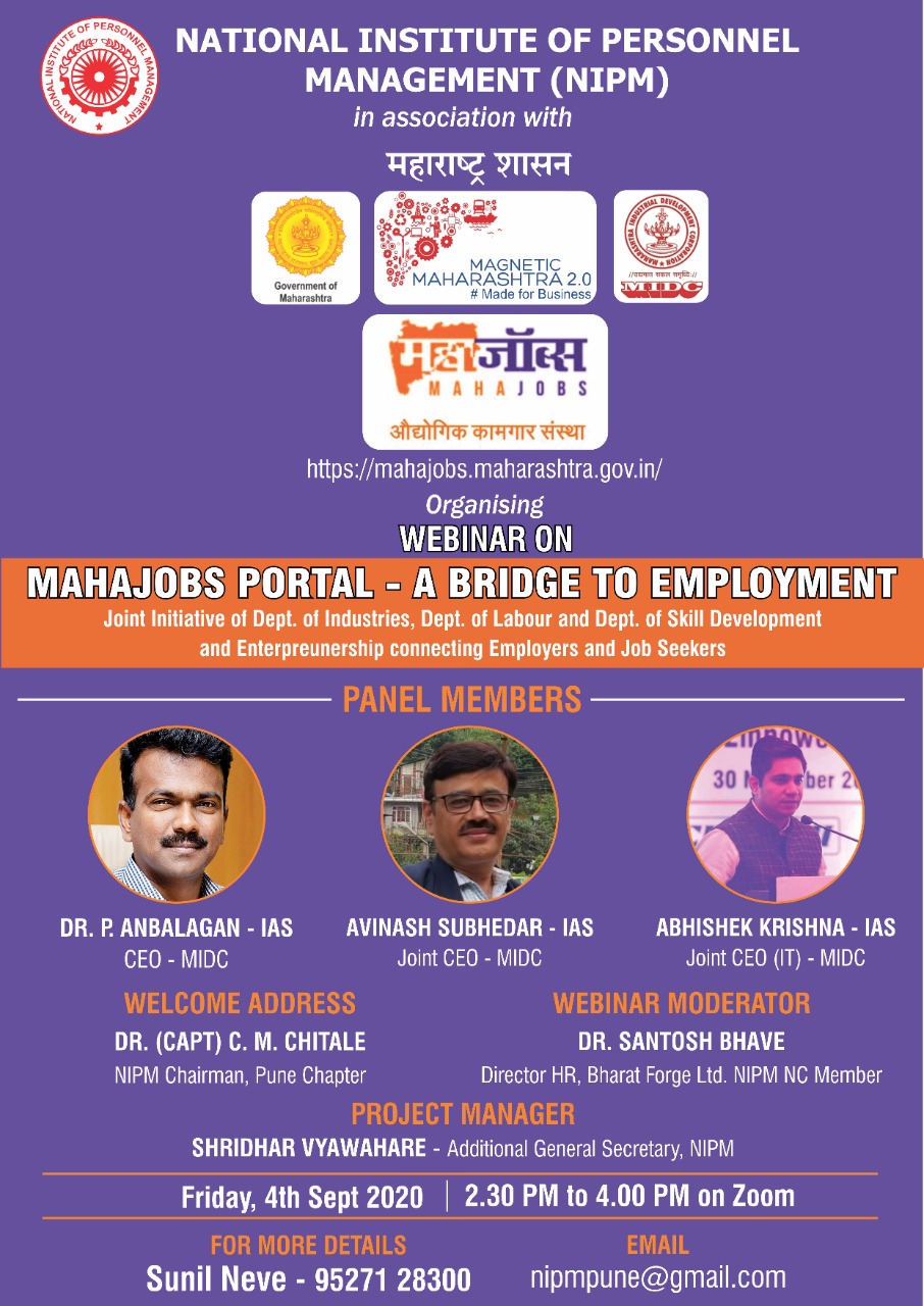 NIPM Organizing webinar on “Mahajobs portal-A bridge to employment”